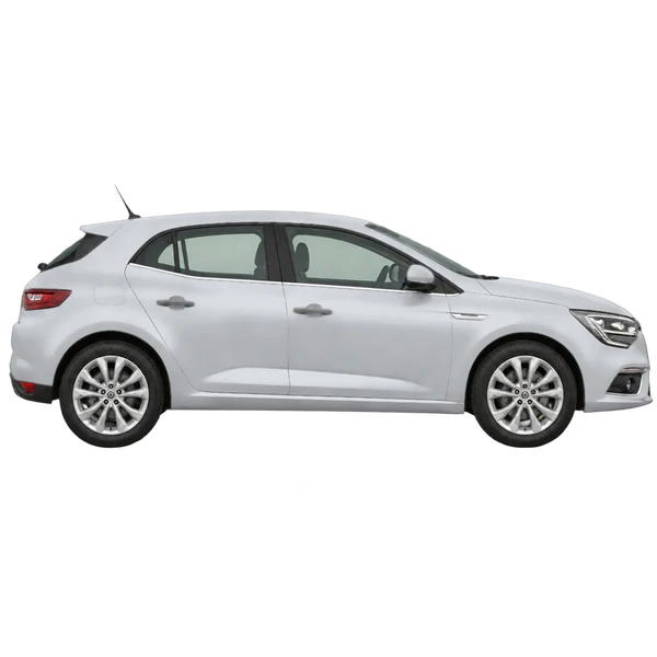 Renault Megane 2018 prata, vista lateral (voltada para a direita)