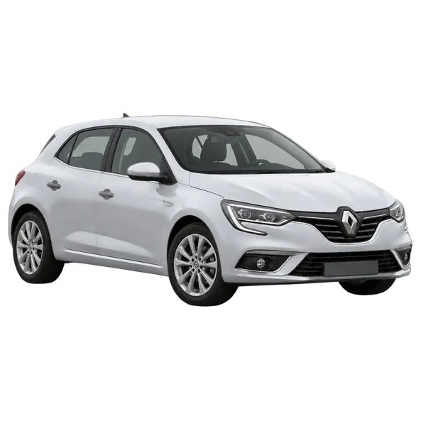 Renault Megane 2020 en plateado, vista frontal tres cuartos (hacia la izquierda)