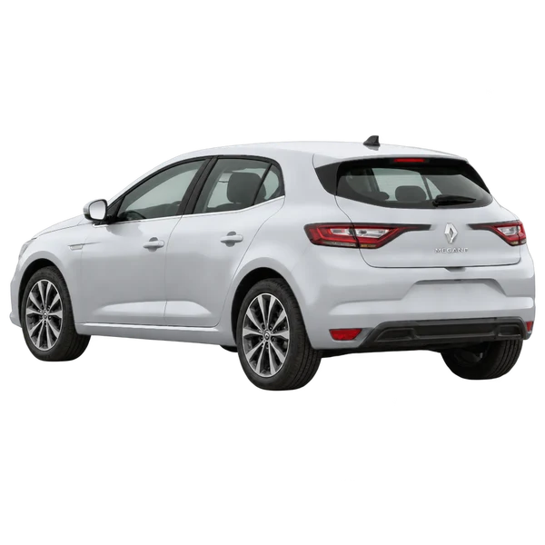 2021 Renault Megane in Silber, Ansicht: Dreiviertelansicht von hinten (nach links gerichtet)