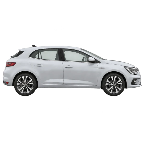 Renault Megane 2022 en plateado, vista lateral (hacia la derecha)