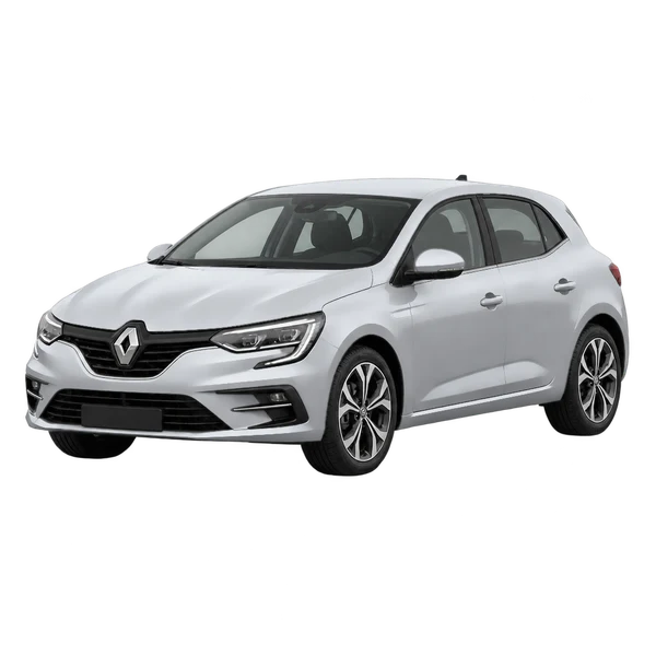 Renault Megane 2023 argent, vue trois-quarts avant (orienté vers la gauche)