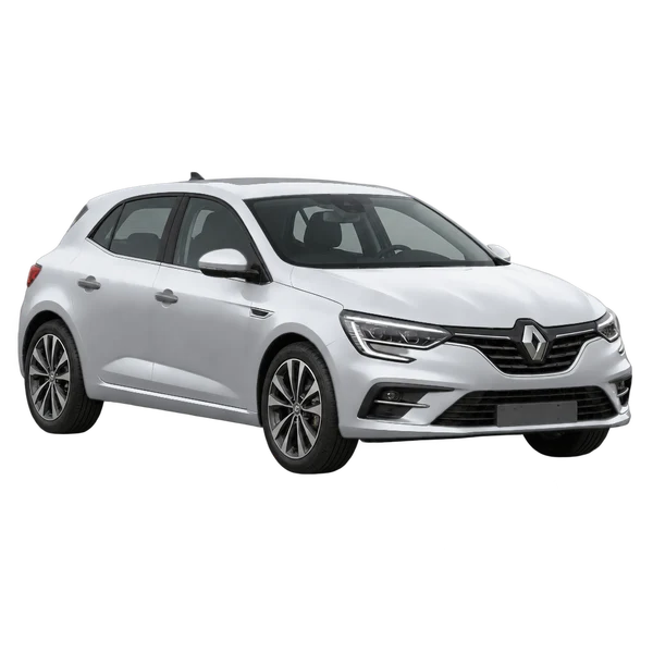 2024 Renault Megane in Silber, Ansicht: Dreiviertelansicht vorne (nach links gerichtet)