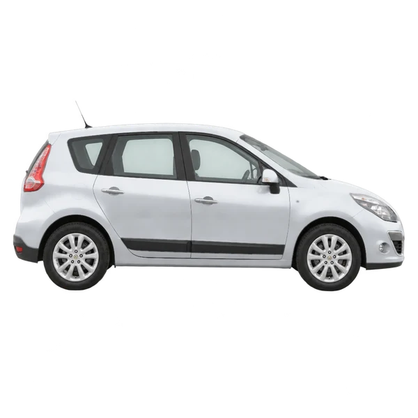 Renault Scenic 2010 argent, vue profil (tourné vers la droite)