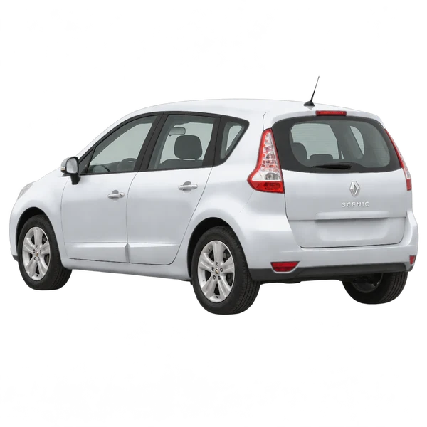 Renault Scenic 2011 en plateado, vista tres cuartos trasero (mirando a la izquierda)