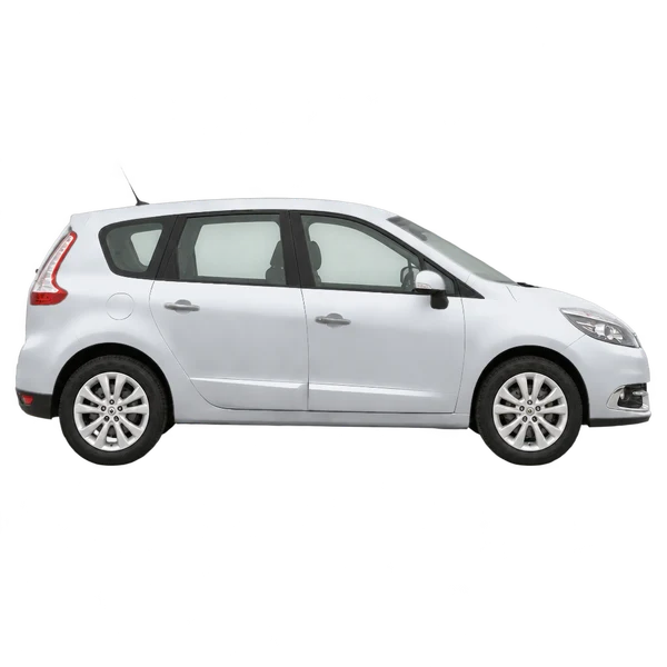 シルバーの2012 Renault Scenic（側面（右向き）ビュー）
