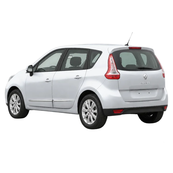 Renault Scenic 2014 prata, vista três quartos traseira (voltada para a esquerda)