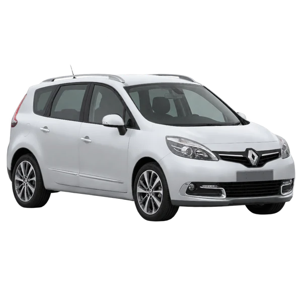 Renault Scenic 2017 en plateado, vista frontal tres cuartos (hacia la izquierda)