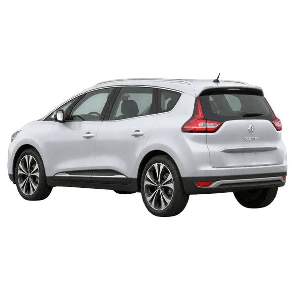 シルバーの2021 Renault Scenic（リア斜め（左向き）ビュー）