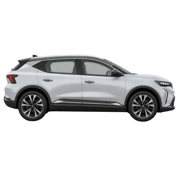 Renault Scenic 2025 باللون فضي، منظر منظر جانبي (باتجاه اليمين)