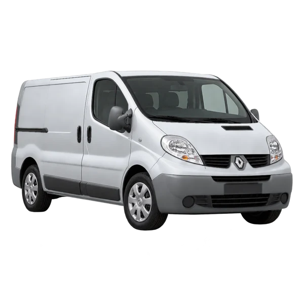Renault Trafic 2012 prata, vista dianteira em três quartos (voltada para a esquerda)