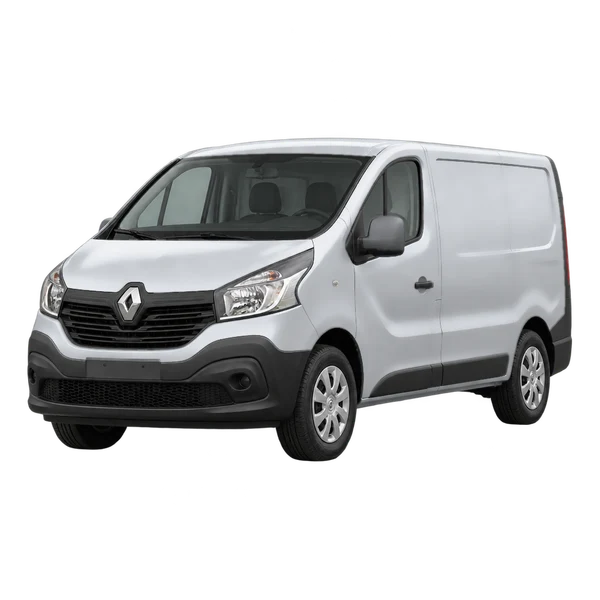 Renault Trafic 2014 prata, vista dianteira em três quartos (voltada para a esquerda)