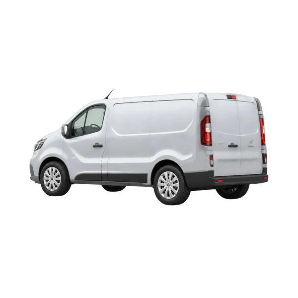 Renault Trafic 2022 en plateado, vista tres cuartos trasero (mirando a la izquierda)