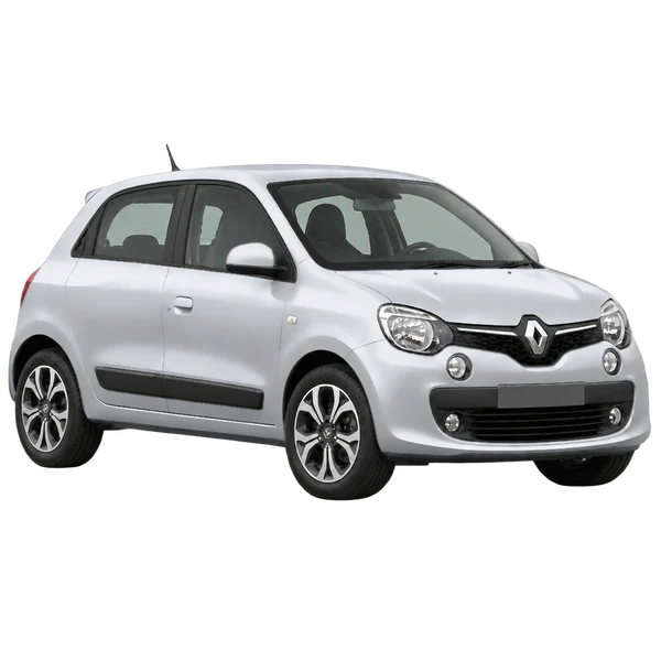 Renault Twingo 2018 prata, vista três quartos dianteiro (voltado para a direita)