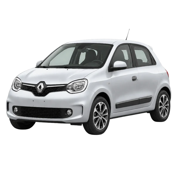Renault Twingo 2021 en plateado, vista frontal tres cuartos (hacia la izquierda)