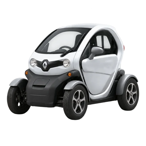 2014 Renault Twizy in Silber, Ansicht: Dreiviertelansicht vorne (nach links gerichtet)