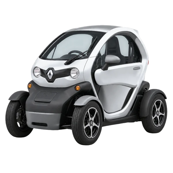 2016 Renault Twizy in Silber, Ansicht: Dreiviertelansicht vorne (nach links gerichtet)