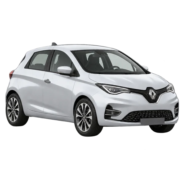 Renault Zoe 2025 argent, vue trois-quarts avant (orienté vers la droite)