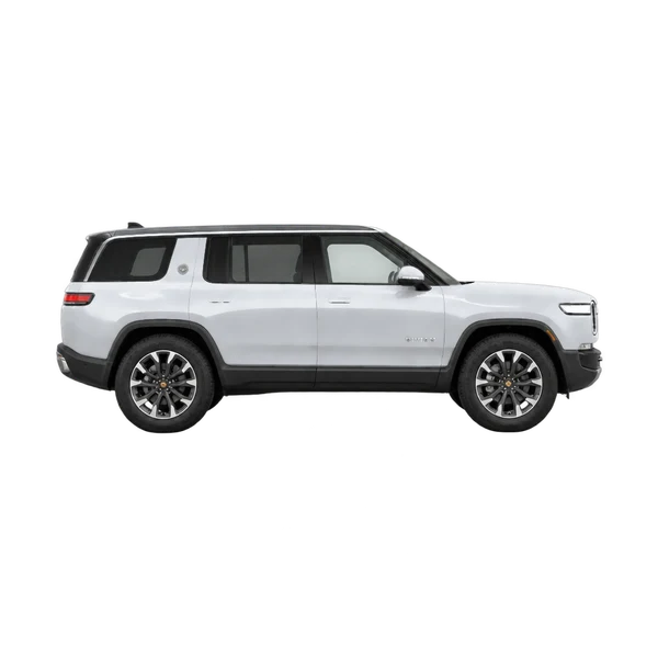 Rivian R1S 2023 argent, vue profil (tourné vers la droite)
