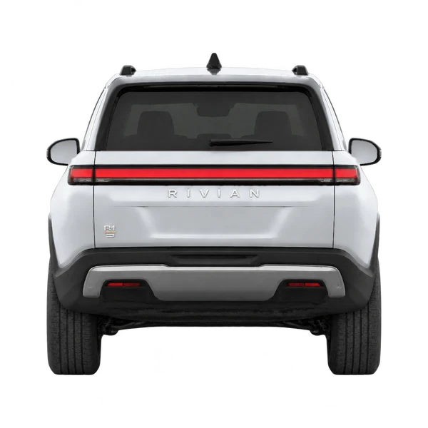 2024 Rivian R1S in Silber, Ansicht: Heck
