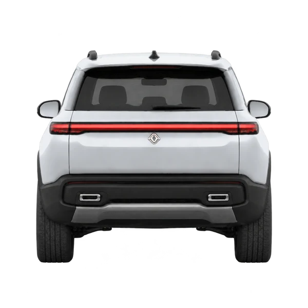 Rivian R2 2027 prata, vista traseira