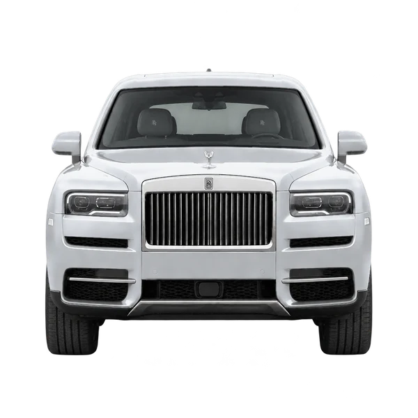 Rolls-Royce Cullinan 2021 باللون فضي، منظر أمامي