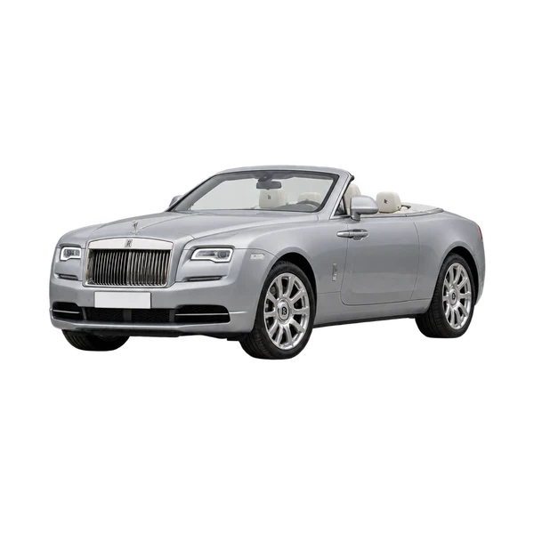 Rolls-Royce Dawn 2018 prata, vista dianteira em três quartos (voltada para a esquerda)