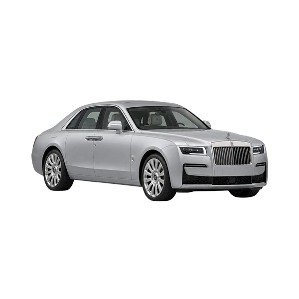 シルバーの2024 Rolls-Royce Ghost(フロントスリークォーター(左向き)ビュー)