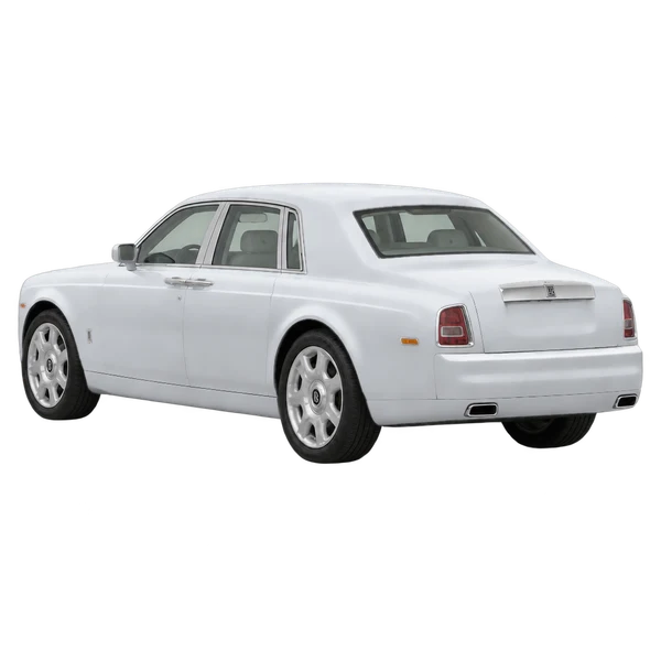 Rolls-Royce Phantom 2007 argent, vue trois-quarts arrière (orienté vers la gauche)
