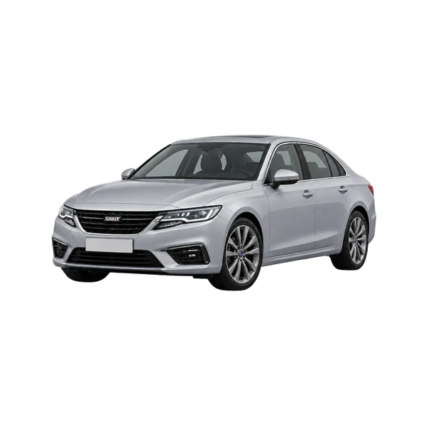 2025 Saab 9-5 in Silber, Ansicht: Dreiviertelansicht vorne (nach links gerichtet)