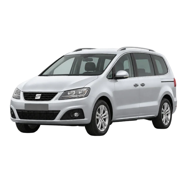 SEAT Alhambra 2017 en plateado, vista frontal tres cuartos (hacia la izquierda)