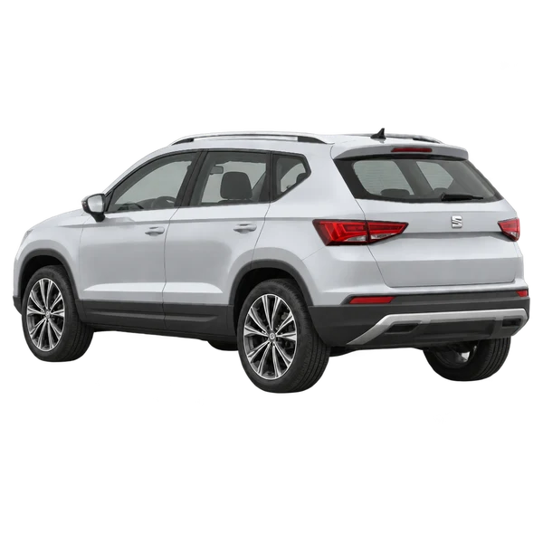 2020 SEAT Ateca in Silber, Ansicht: Dreiviertelansicht von hinten (nach links gerichtet)
