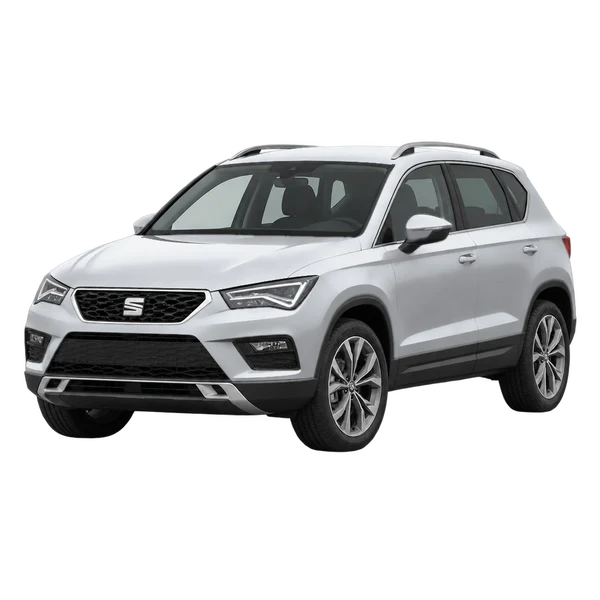 シルバーの2021 SEAT Ateca(フロントスリークォーター(左向き)ビュー)