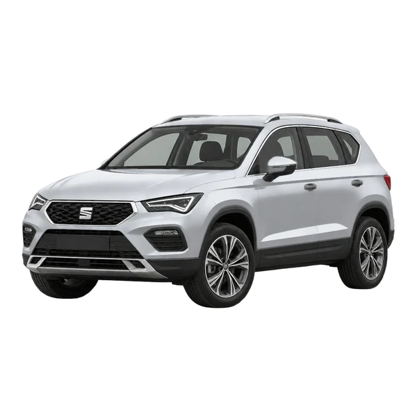 シルバーの2024 SEAT Ateca(フロントスリークォーター(左向き)ビュー)