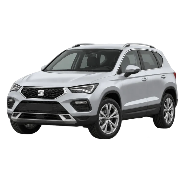 SEAT Ateca 2025 en plateado, vista frontal tres cuartos (hacia la izquierda)