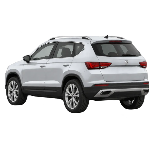 SEAT Ateca 2025 en plateado, vista tres cuartos trasero (mirando a la izquierda)