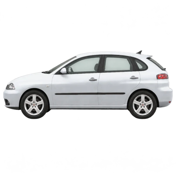 SEAT Ibiza 2004 prata, vista lateral (voltada para a esquerda)