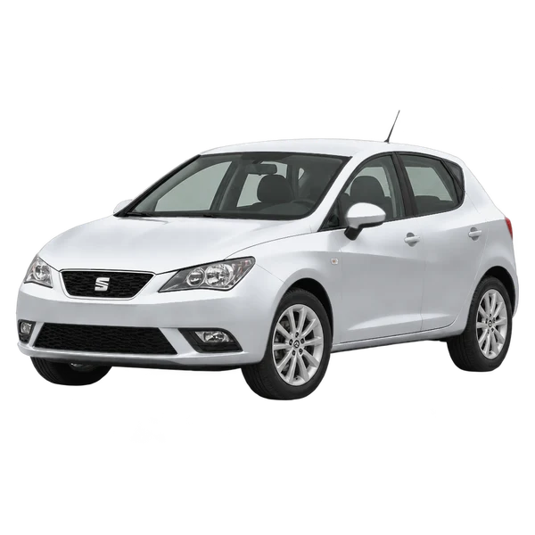 2015 SEAT Ibiza in Silber, Ansicht: Dreiviertelansicht vorne (nach links gerichtet)