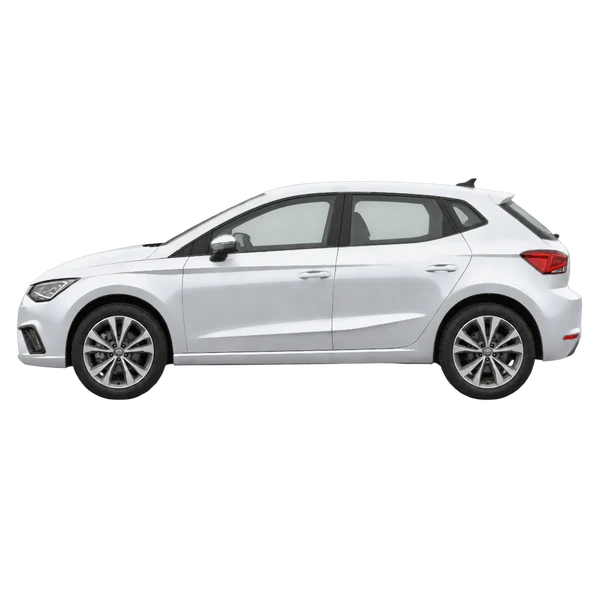 SEAT Ibiza 2024 argent, vue côté (vers la gauche)