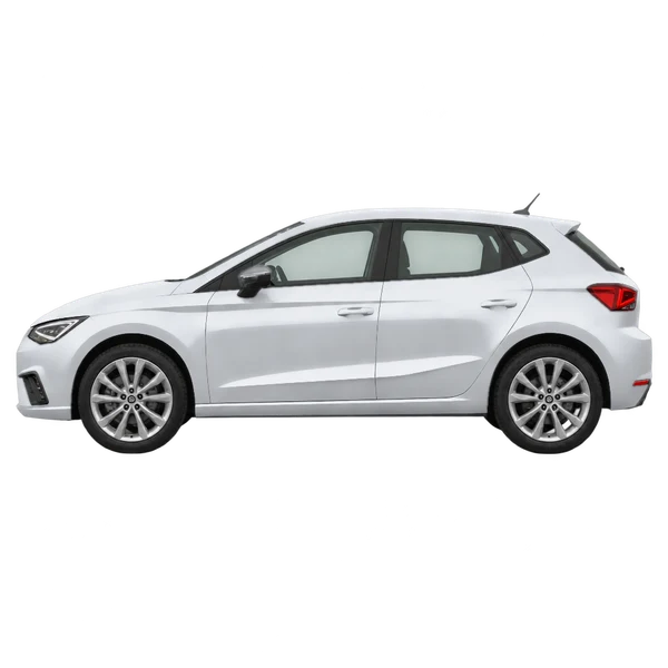 2026 SEAT Ibiza in Silber, Ansicht: Seite (nach links gerichtet)