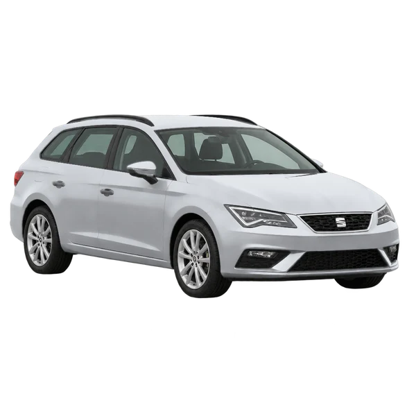 シルバーの2018 SEAT Leon ST（フロントスリークォーター(左向き)ビュー）