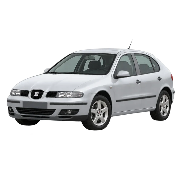 SEAT Leon 2001 en plateado, vista frontal tres cuartos (hacia la izquierda)