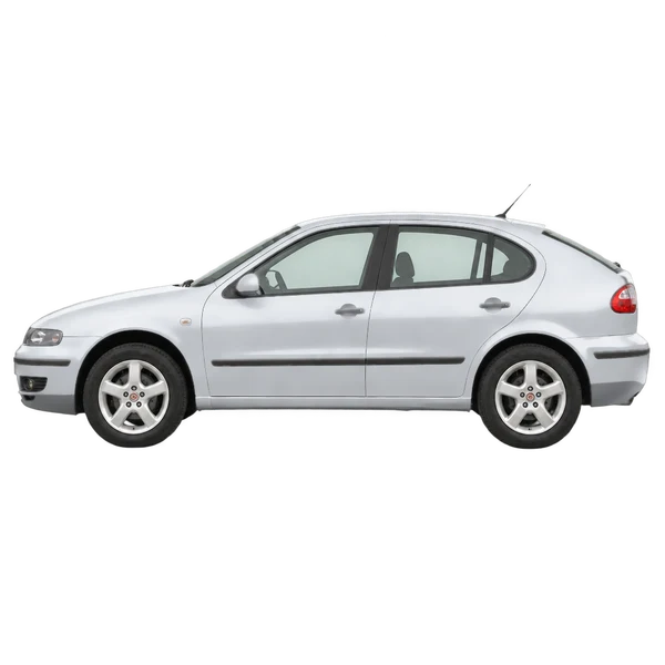 SEAT Leon 2001 en plateado, vista lateral (mirando a la izquierda)