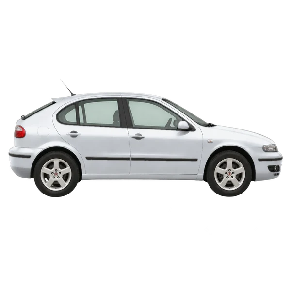 SEAT Leon 2001 en plateado, vista lateral (hacia la derecha)