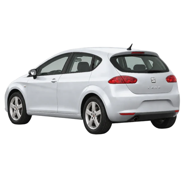 SEAT Leon 2008 prata, vista três quartos traseira (voltada para a esquerda)
