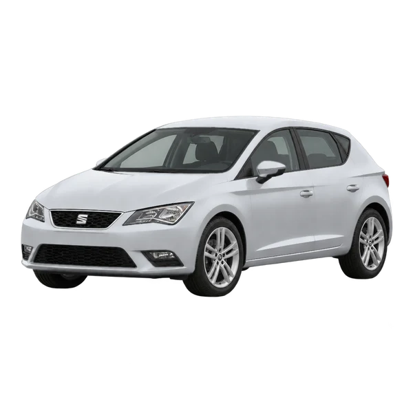 2014 SEAT Leon in Silber, Ansicht: Dreiviertelansicht vorne (nach links gerichtet)