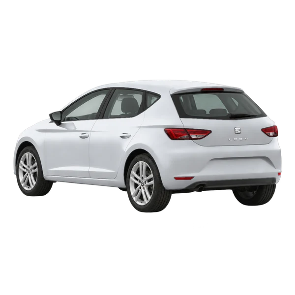 2014 SEAT Leon in Silber, Ansicht: Dreiviertelansicht von hinten (nach links gerichtet)