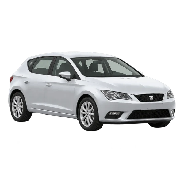 2015 SEAT Leon in Silber, Ansicht: Dreiviertelansicht vorne (nach links gerichtet)