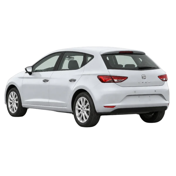 2015 SEAT Leon in Silber, Ansicht: Dreiviertelansicht von hinten (nach links gerichtet)