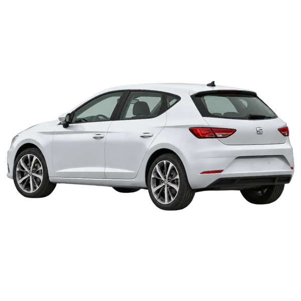 2020 SEAT Leon in Silber, Ansicht: Dreiviertelansicht von hinten (nach links gerichtet)
