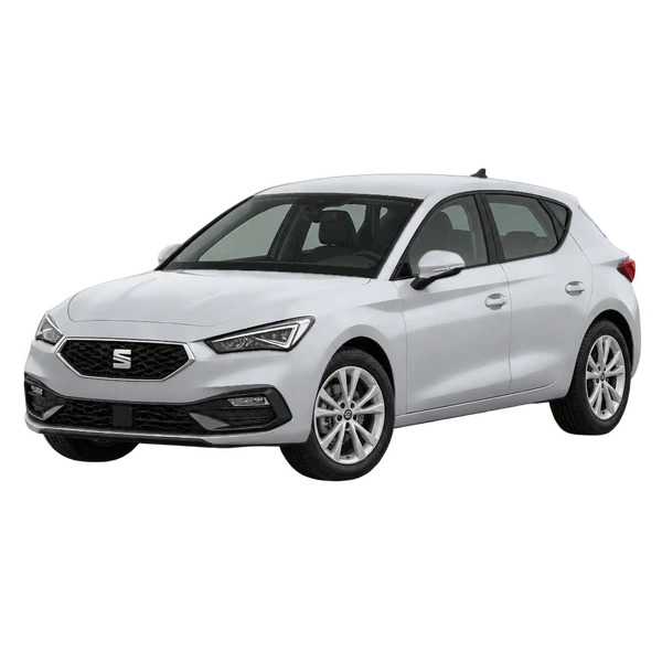 SEAT Leon 2021 en plateado, vista frontal tres cuartos (hacia la izquierda)
